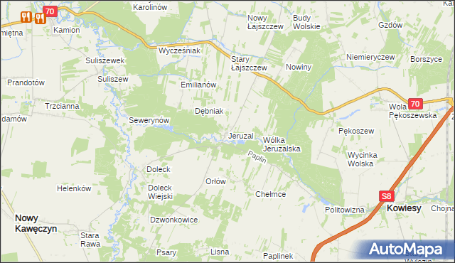 mapa Jeruzal gmina Kowiesy, Jeruzal gmina Kowiesy na mapie Targeo