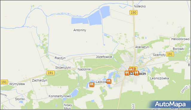 mapa Józefowice gmina Szamocin, Józefowice gmina Szamocin na mapie Targeo