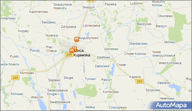 mapa Józefowo gmina Izbica Kujawska, Józefowo gmina Izbica Kujawska na mapie Targeo