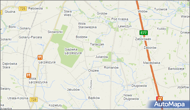 mapa Julianów gmina Belsk Duży, Julianów gmina Belsk Duży na mapie Targeo