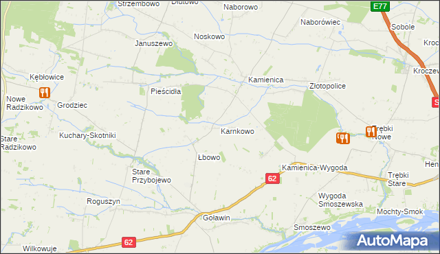 mapa Karnkowo gmina Czerwińsk nad Wisłą, Karnkowo gmina Czerwińsk nad Wisłą na mapie Targeo