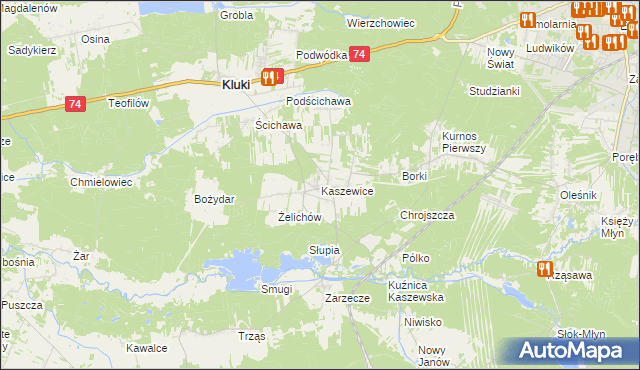 mapa Kaszewice, Kaszewice na mapie Targeo