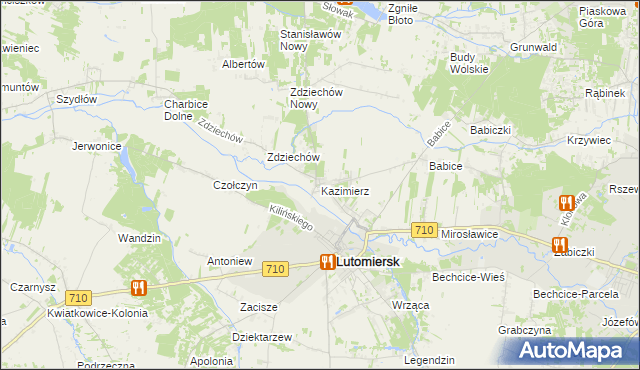 mapa Kazimierz gmina Lutomiersk, Kazimierz gmina Lutomiersk na mapie Targeo