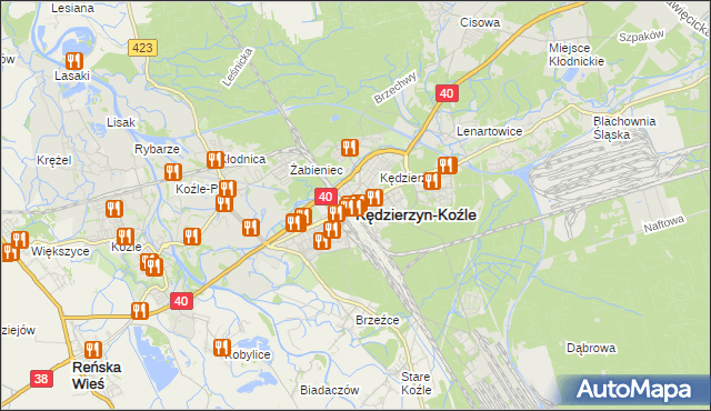 mapa Kędzierzyna-Koźle, Kędzierzyn-Koźle na mapie Targeo