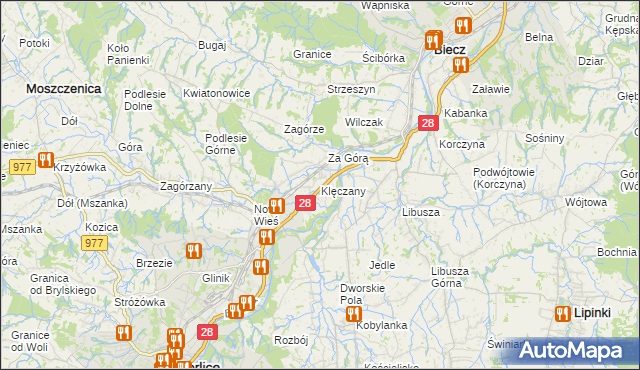 mapa Klęczany gmina Gorlice, Klęczany gmina Gorlice na mapie Targeo