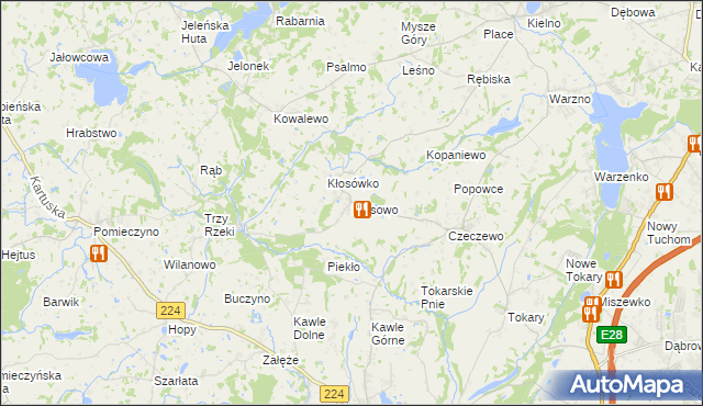 mapa Kłosowo gmina Przodkowo, Kłosowo gmina Przodkowo na mapie Targeo