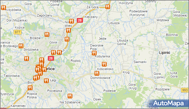 mapa Kobylanka gmina Gorlice, Kobylanka gmina Gorlice na mapie Targeo