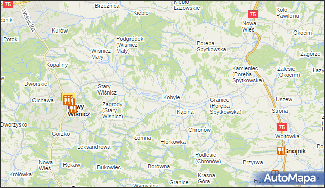 mapa Kobyle gmina Nowy Wiśnicz, Kobyle gmina Nowy Wiśnicz na mapie Targeo