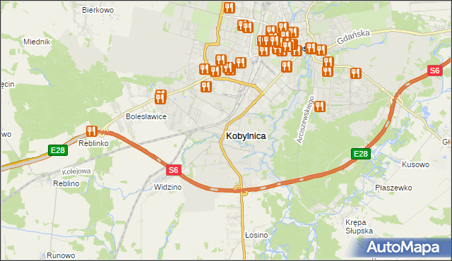 mapa Kobylnica powiat słupski, Kobylnica powiat słupski na mapie Targeo