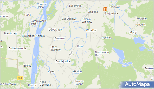mapa Koło gmina Łaziska, Koło gmina Łaziska na mapie Targeo