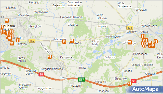 mapa Kolonia Bilew gmina Łask, Kolonia Bilew gmina Łask na mapie Targeo