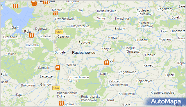 mapa Komorniki gmina Raciechowice, Komorniki gmina Raciechowice na mapie Targeo