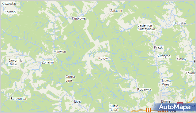 mapa Kotów gmina Bircza, Kotów gmina Bircza na mapie Targeo