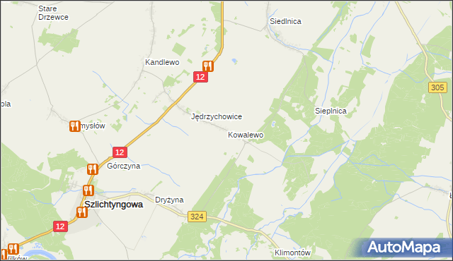 mapa Kowalewo gmina Szlichtyngowa, Kowalewo gmina Szlichtyngowa na mapie Targeo