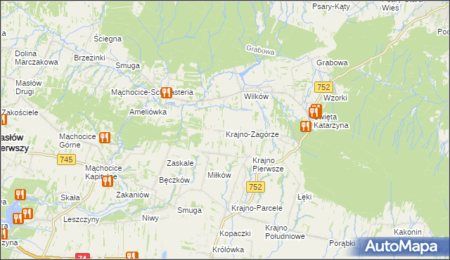 mapa Krajno-Zagórze, Krajno-Zagórze na mapie Targeo