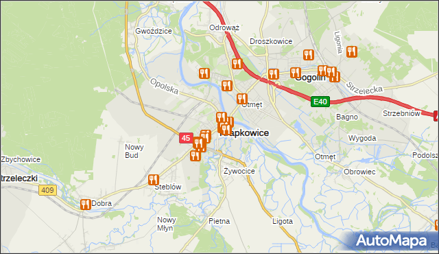 mapa Krapkowice, Krapkowice na mapie Targeo
