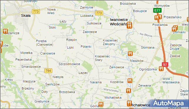 mapa Krasieniec Stary, Krasieniec Stary na mapie Targeo