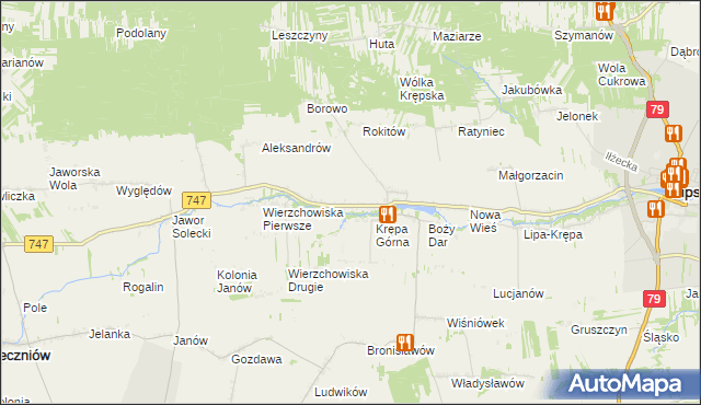 mapa Krępa Kościelna, Krępa Kościelna na mapie Targeo