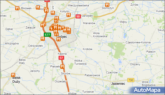 mapa Krobów, Krobów na mapie Targeo