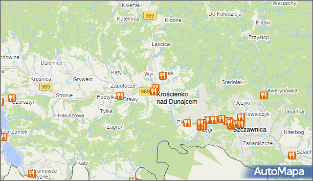 mapa Krościenko nad Dunajcem, Krościenko nad Dunajcem na mapie Targeo