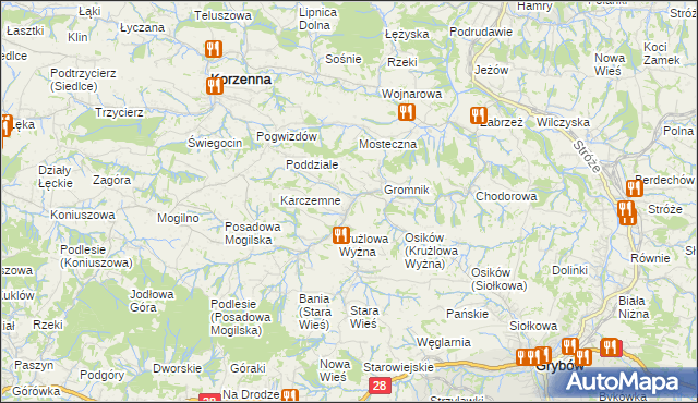 mapa Krużlowa Niżna, Krużlowa Niżna na mapie Targeo