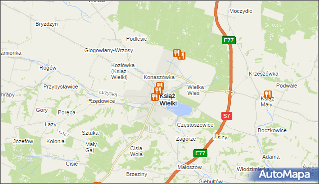 mapa Książ Wielki, Książ Wielki na mapie Targeo
