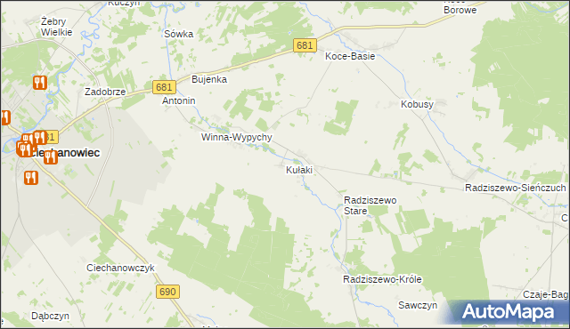 mapa Kułaki, Kułaki na mapie Targeo
