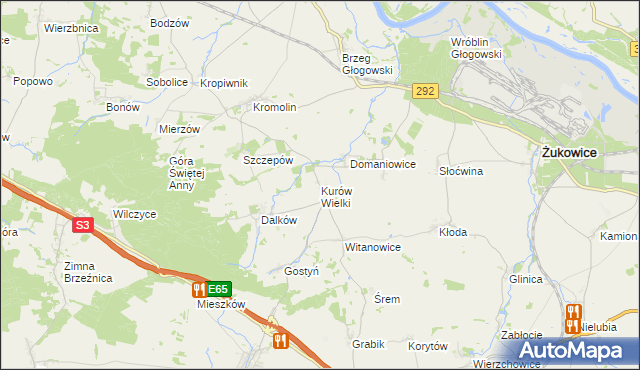 mapa Kurów Wielki, Kurów Wielki na mapie Targeo
