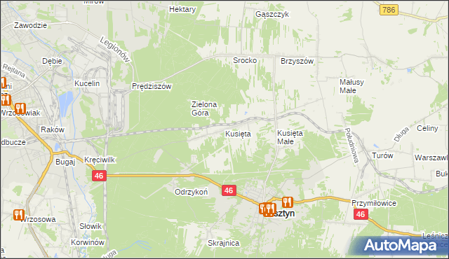 mapa Kusięta, Kusięta na mapie Targeo