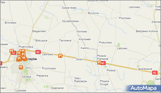 mapa Kwilno gmina Radziejów, Kwilno gmina Radziejów na mapie Targeo