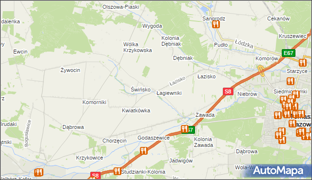 mapa Łagiewniki gmina Tomaszów Mazowiecki, Łagiewniki gmina Tomaszów Mazowiecki na mapie Targeo