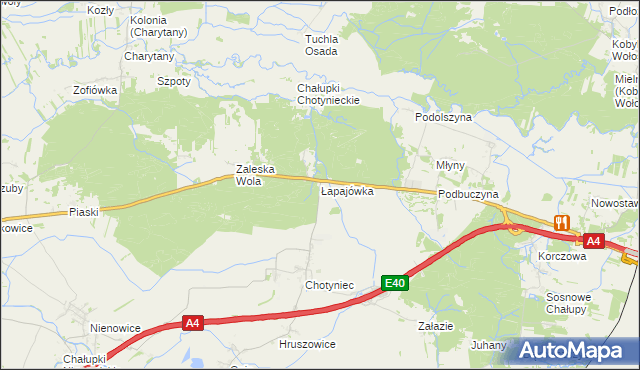 mapa Łapajówka gmina Radymno, Łapajówka gmina Radymno na mapie Targeo