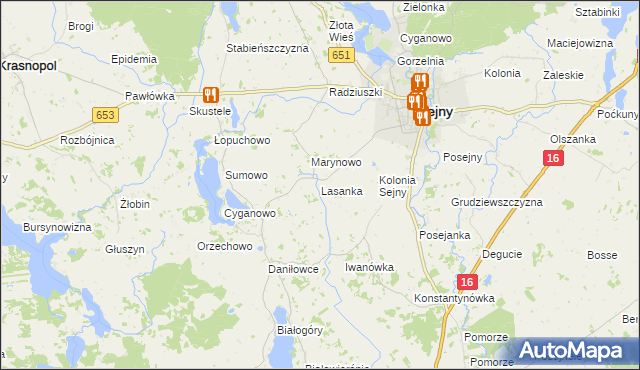 mapa Lasanka, Lasanka na mapie Targeo