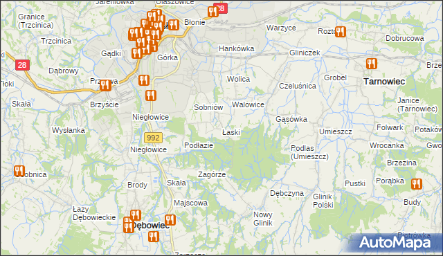 mapa Łaski gmina Jasło, Łaski gmina Jasło na mapie Targeo