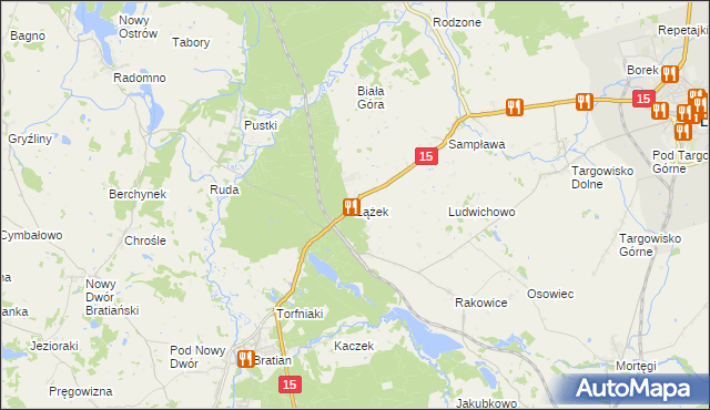 mapa Łążek gmina Lubawa, Łążek gmina Lubawa na mapie Targeo