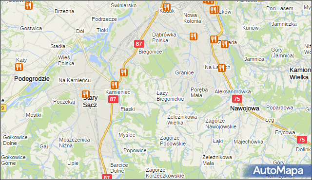 mapa Łazy Biegonickie, Łazy Biegonickie na mapie Targeo