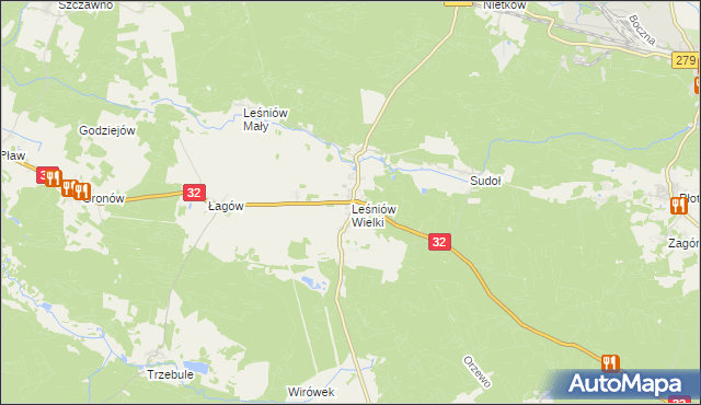 mapa Leśniów Wielki, Leśniów Wielki na mapie Targeo