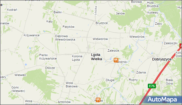 mapa Lgota Wielka powiat radomszczański, Lgota Wielka powiat radomszczański na mapie Targeo