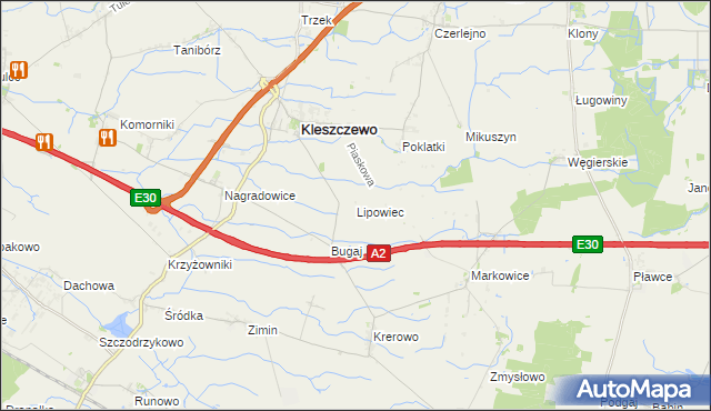 mapa Lipowiec gmina Kleszczewo, Lipowiec gmina Kleszczewo na mapie Targeo