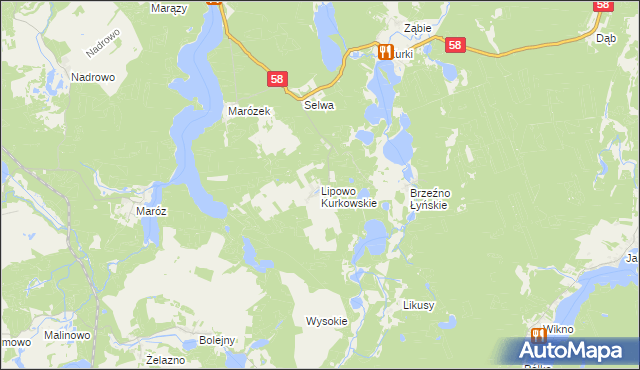 mapa Lipowo Kurkowskie, Lipowo Kurkowskie na mapie Targeo