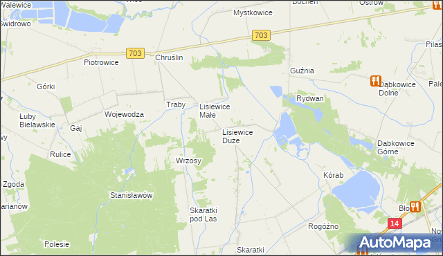 mapa Lisiewice Duże, Lisiewice Duże na mapie Targeo