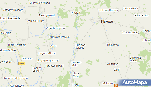 mapa Łuniewo Wielkie, Łuniewo Wielkie na mapie Targeo