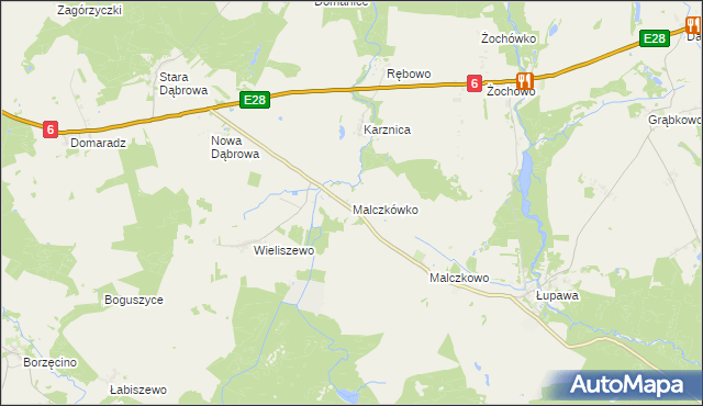 mapa Malczkówko, Malczkówko na mapie Targeo