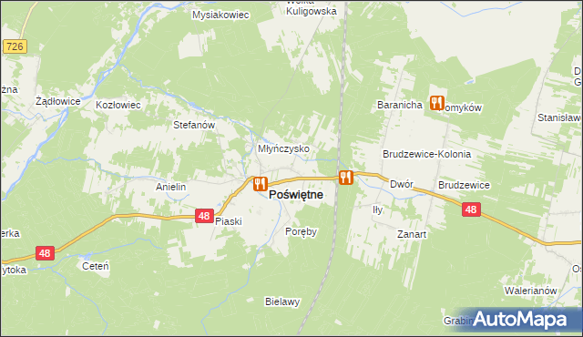 mapa Małoszyce gmina Poświętne, Małoszyce gmina Poświętne na mapie Targeo