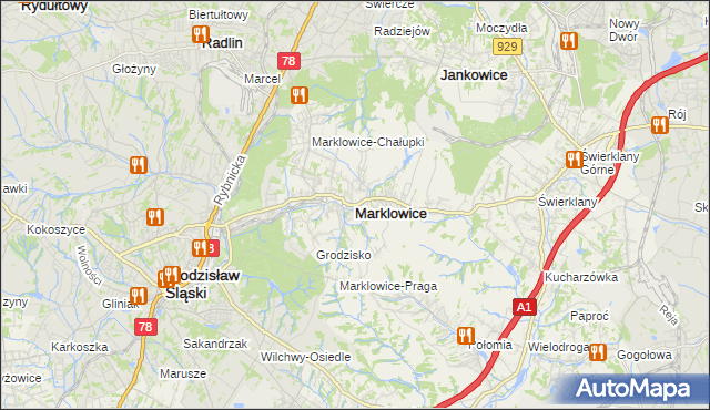 mapa Marklowice, Marklowice na mapie Targeo