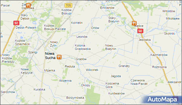 mapa Marysinek gmina Nowa Sucha, Marysinek gmina Nowa Sucha na mapie Targeo