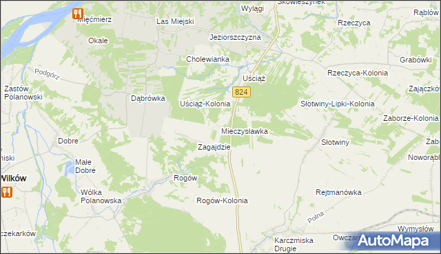 mapa Mieczysławka gmina Karczmiska, Mieczysławka gmina Karczmiska na mapie Targeo