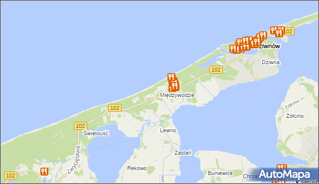 mapa Międzywodzie, Międzywodzie na mapie Targeo