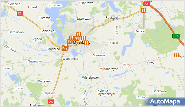 mapa Mirawno, Mirawno na mapie Targeo