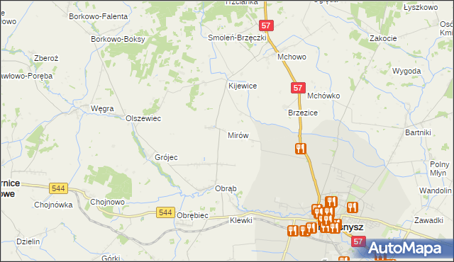 mapa Mirów gmina Przasnysz, Mirów gmina Przasnysz na mapie Targeo